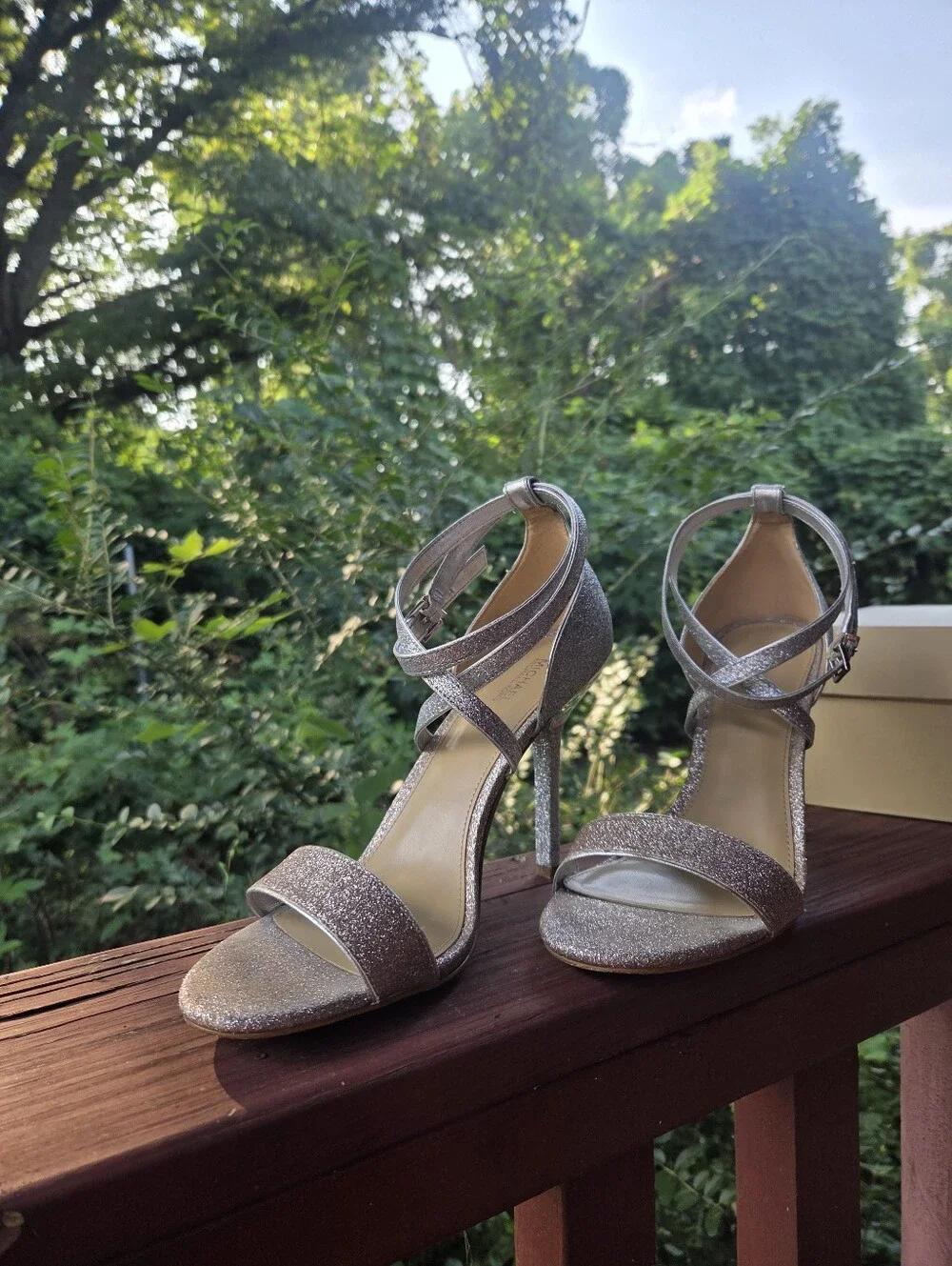 LN Michael Kors Gold and Silver Glitter Strappy High Heel Sandals ✨️